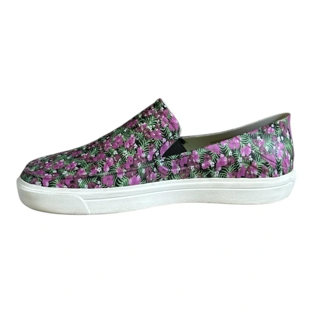 Crocs Slip On Sneakers 10 Pink & Green Floral Print Citaline Roka Comfort Shoes